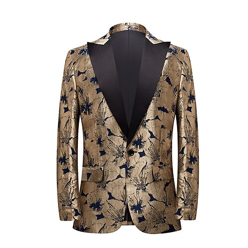 

Herre Elegant Blazer Normal Normal Trykt mønster Gull 2023