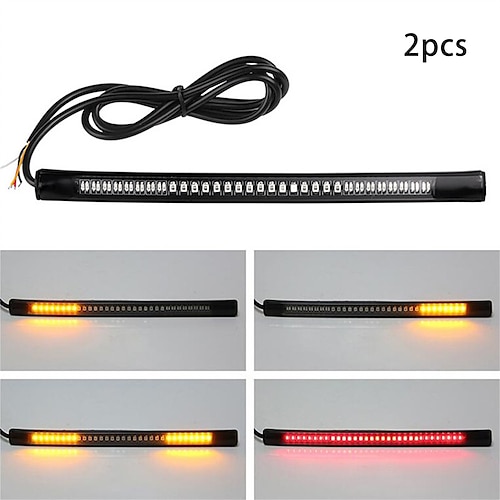 

Universal Car Light Motorcycle LED Turn Signal Tail Brake Integrated License Plate Light Bar Flexible Light Blinker Strip 2pcs 8""/20cm