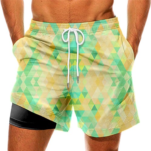 

Men's Swim Trunks Swim Shorts Quick Dry Board Shorts Bathing Suit Compression Liner with Pockets Drawstring Swimming Surfing Beach Water Sports Printed Spring Summer