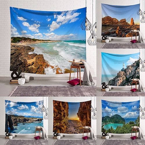 

Ocean View Wall Tapestry Art Decor Blanket Curtain Hanging Home Bedroom Living Room Decoration Polyester