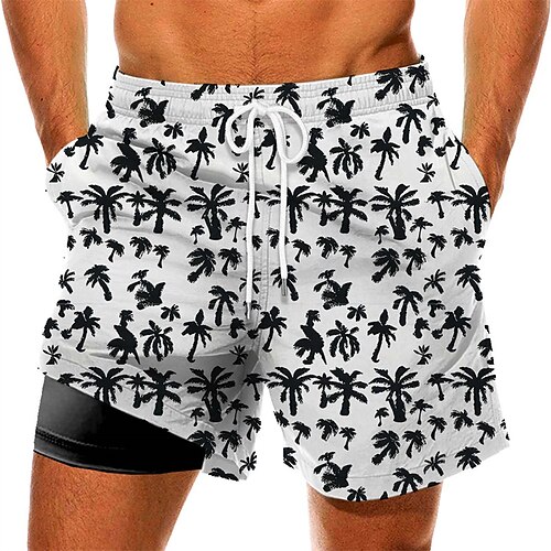 

Men's Swim Trunks Swim Shorts Quick Dry Board Shorts Bathing Suit with Pockets Compression Liner Drawstring Swimming Surfing Beach Water Sports Floral Summer