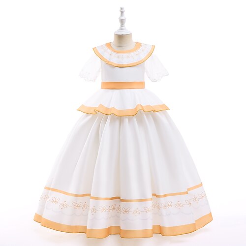

Kids Toddler Little Girls' Dress Patchwork A Line Dress Party Performance Lace Patchwork White Maxi Short Sleeve Elegant Princess Dresses Spring Summer Regular Fit 2-8 Years