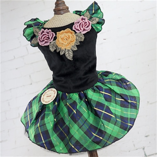 

Dog Cat Dress Graphic Bowknot Fashion Cute Party Dailywear Dog Clothes Puppy Clothes Dog Outfits Breathable Bronze Green Dark Red Costume for Girl and Boy Dog Polyester XS S M L XL