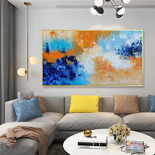 

Handmade Oil Painting CanvasWall Art Decoration Abstract Knife Painting Landscape Yellow For Home Decor Rolled Frameless Unstretched Painting