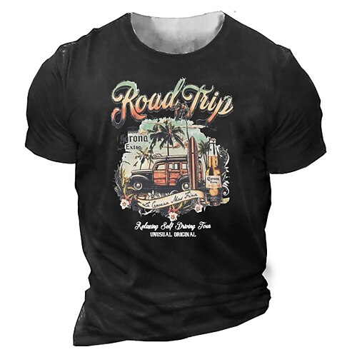

Men's Unisex T shirt Tee 3D Print Graphic Prints Car Crew Neck Street Daily Print Short Sleeve Tops Designer Casual Vintage Big and Tall Black Army Green Navy Blue / Summer