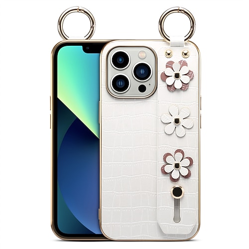 

Phone Case For Apple Back Cover iPhone 13 12 Pro Max Mini Portable Plating Shockproof Solid Colored Geometric Pattern Flower PU Leather