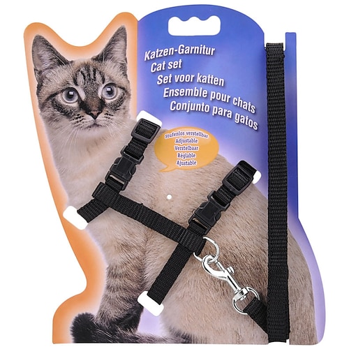 

Cat Leash Adjustable / Retractable Black Green Rosy Pink Red Blue
