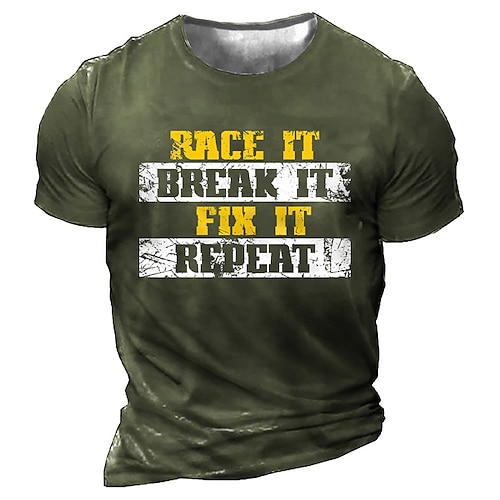 

Men's Unisex T shirt Tee Letter Graphic Prints Crew Neck Army Green Navy Blue Gray Black 3D Print Outdoor Street Short Sleeve Print Clothing Apparel Vintage Sports Designer Casual / Summer / Summer