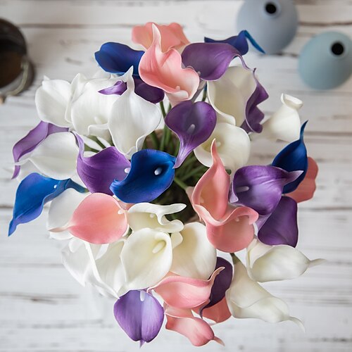 

5Pcs Artificial Calla Flowers Home Decorations Wedding Bridal Flowers Bouquet 35cm/14"" Simulation Flowers