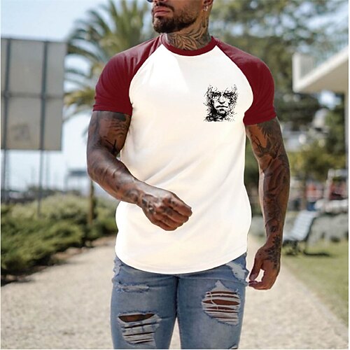 

Men's Unisex T shirt Tee Hot Stamping Graphic Prints Human Crew Neck Street Daily Print Short Sleeve Tops Designer Casual Big and Tall Sports Black Gray Red / Summer