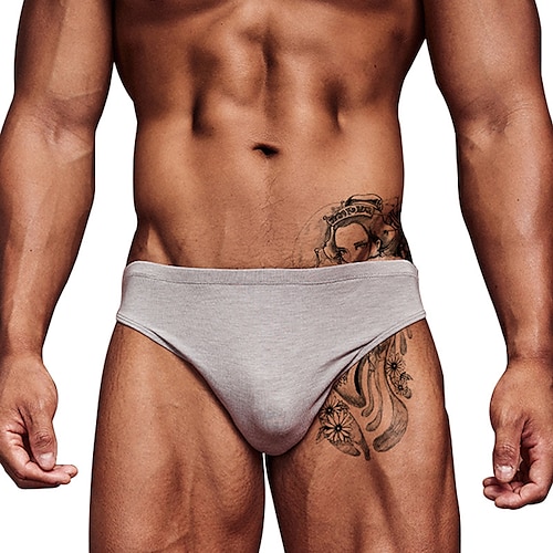 

Men's Basic Panties Briefs 1 PC Underwear Fashion Simple Sexy Print Pure Color Cotton Mid Waist Touch of Sensation Comfort Green Black Blue M L XL