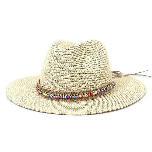 

Panama Hat Womens Mens Boho Sun Hat Straw Beach Fedora Summer Hat Wide Brim Sombreros