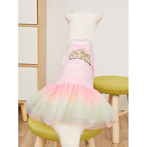 

Dog Cat Dress Tiaras & Crowns Cute Vacation Outdoor Dog Clothes Puppy Clothes Dog Outfits Soft Rosy Pink Costume for Girl and Boy Dog Polyster XS S M L