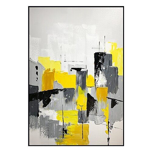 

Handmade Hand Painted Oil Painting Wall Art Abstract Modern Yellow City Home Decoration Decor Rolled Canvas No Frame Unstretched