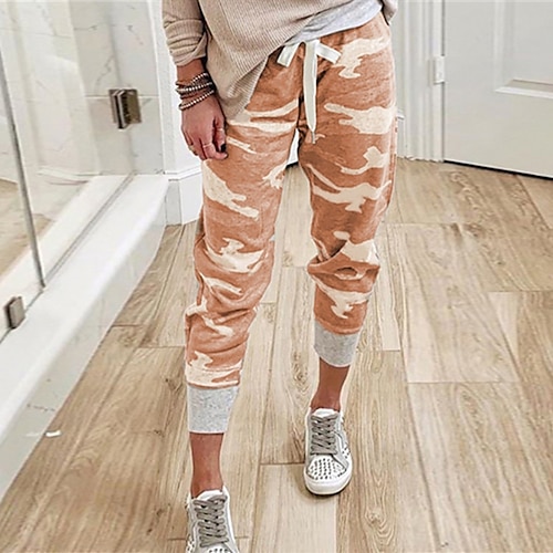

Women's Sweatpants Joggers Chinos Jogging Pants Green Army Green Orange Mid Waist Casual / Sporty Athleisure Leisure Sports Weekend Print Micro-elastic Ankle-Length Comfort Camouflage S M L XL XXL