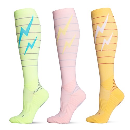 

Socks Compression Socks Cycling Socks Men's Women's Outdoor Exercise Bike / Cycling Breathable Soft Sweat wicking 1 Pair Patchwork Graphic Patterned Nylon Green Rosy Pink Red Yellow S XXL L-XL