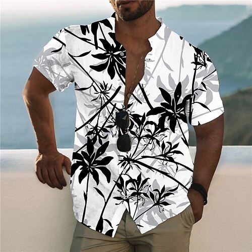 

Herren Hemd Grafik-Shirt Blumen Ständer Grün Purpur Gelb Weiß 3D-Druck Outdoor Casual Kurzarm Button-Down Bedruckt Bekleidung Modisch Designer Casual Komfortabel / Sport