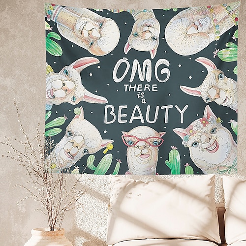

Colored alpaca head print tapestry 1 piece