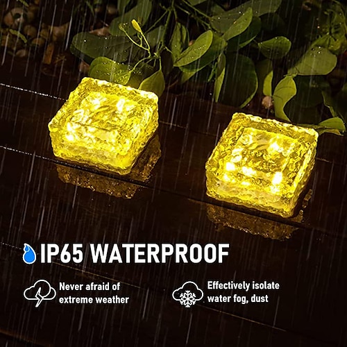 

Solar Brick Paver Lights 2pcs Outdoor LED Ice Cube Landscape Light Waterproof Floor Tile Light For Garden Patio Passage Pond Outdoor Decoration Lawn Lamp