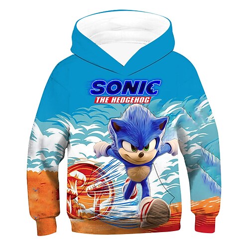 

Sonic Kids Boys Hoodie Graphic School 3D Print Long Sleeve Pocket Active 3-12 Years Winter Black Blue Light Blue