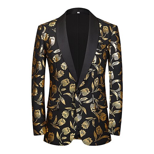 

Men's Elegant Blazer Regular Regular Fit Floral Gold 2022