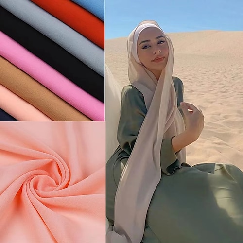 

18075cm Muslim Fashion Chiffon Hijab Scarf Women Scarves Long Shawl Islamic Hijabs Simple Head Scarf Solid Wrap Turban