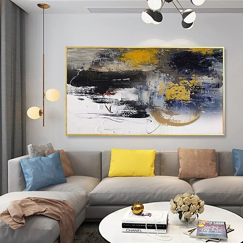 

Pintura al óleo hecha a mano lienzo decoración de arte abstracto cuchillo pintura paisaje amarillo para decoración del hogar enrollado sin marco pintura sin estirar