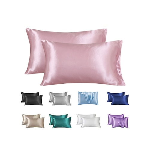 

Satin Pillowcase for Hair and Skin 2 Pack Silky Satin Pillow Cases No Zipper Pillow Covers with Envelope Closure