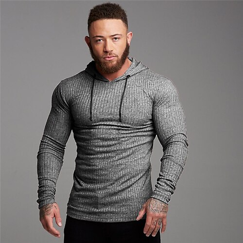 

Men's Workout Shirt Running Shirt Patchwork Long Sleeve Top Athletic Athleisure Winter Thermal Warm Breathable Soft Running Jogging Training Sportswear Activewear Solid Colored Black Gray White