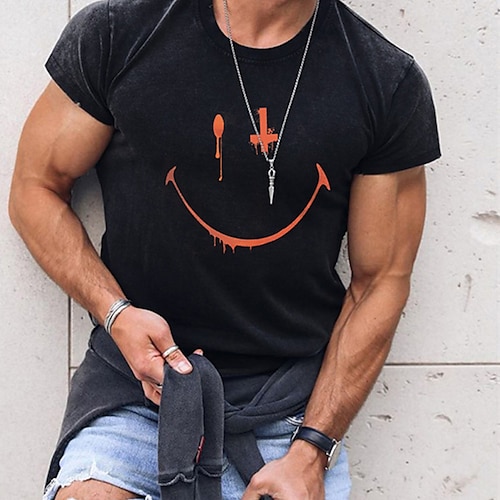 

Men's Unisex T shirt Tee Graphic Prints Crew Neck Black Print Expression Outdoor Street Short Sleeve Print Clothing Apparel Sports Designer Casual Big and Tall / Summer / Summer