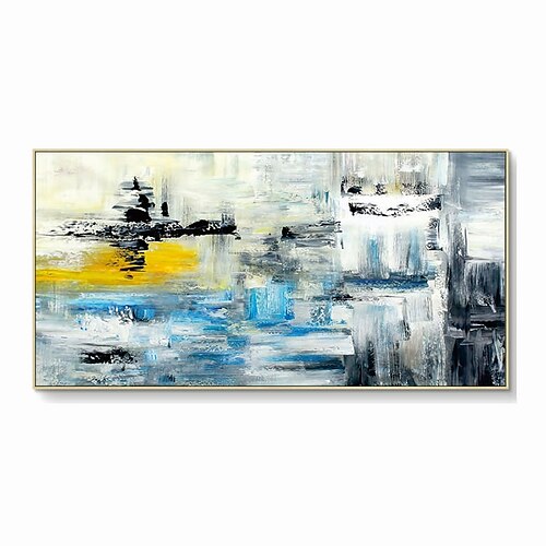 

Handmade Hand Painted Oil Painting Wall Art Abstract Large Blue Block Paintings Home Decoration Decor Rolled Canvas No Frame Unstretched
