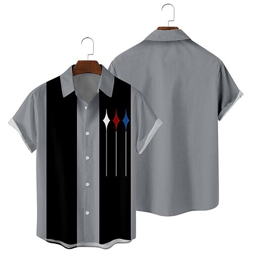 

Kids Boys Shirt Short Sleeve 3D Print Geometric Button Gray Children Tops Spring Summer Active Fashion Daily Daily Outdoor Regular Fit 3-12 Years