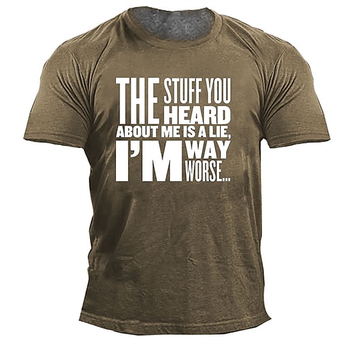 

Men's Unisex T shirt Tee 3D Print Graphic Prints Letter Crew Neck Street Daily Print Short Sleeve Tops Designer Casual Vintage Big and Tall Black Gray Army Green / Summer