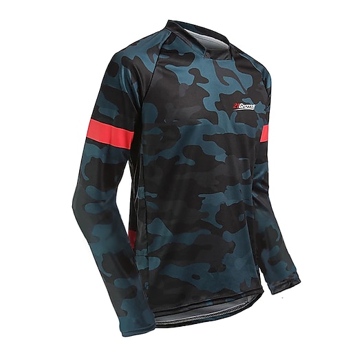 

Men's Cycling Jersey Downhill Jersey Long Sleeve Yellow Red Camo / Camouflage Bike UV Resistant Breathable Quick Dry Spandex Sports Solid Color Patterned Camo / Camouflage Clothing Apparel