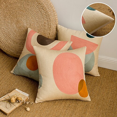 

Embroidered Half Circle Pillow 1 pcs Polyester Pillow Cover Modern Square Seamed Traditional Classic