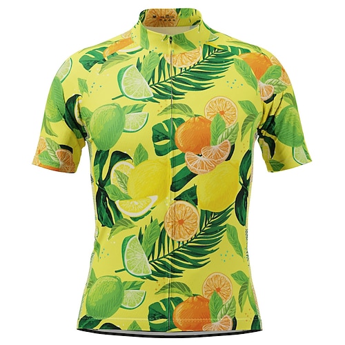 

21Grams Men's Cycling Jersey Short Sleeve Bike Jersey Top with 3 Rear Pockets Mountain Bike MTB Road Bike Cycling Breathable Quick Dry Moisture Wicking Reflective Strips Green Fruit Polyester Spandex