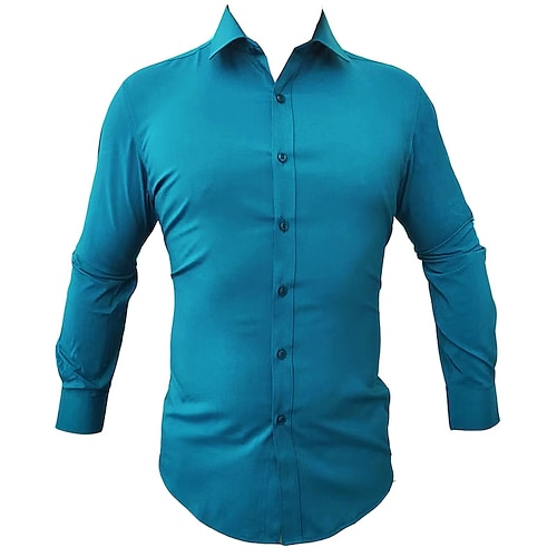 

Men's Dress Shirt Waves Square Neck Green Blue Dark Green Lavender Black Plus Size Wedding Casual Long Sleeve Clothing Apparel Business Color Block Elegant Formal / Work / Slim