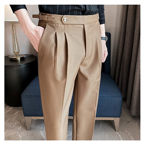 

Men's Dress Pants Trousers Pocket Solid Color Comfort Breathable Business Casual Daily Fashion Simple Green Black Micro-elastic