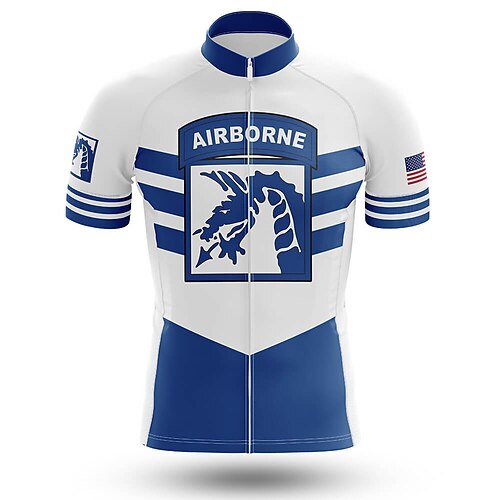 

21Grams Men's Cycling Jersey Short Sleeve Bike Jersey Top with 3 Rear Pockets Mountain Bike MTB Road Bike Cycling Breathable Quick Dry Moisture Wicking Reflective Strips Blue Graphic Polyester Spandex