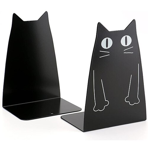 

2pcs/pair Metal Desk Organizer Animal Cat Bookends Desk Stand for Books Gift Stationery