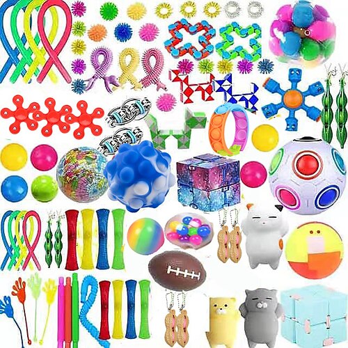 

100 Pack 80 Pack Fidget Sensory Toy Set Stress Relief Toys Autism Anxiety Relief Stress Pop Bubble Fidget Sensory Toy For Boy Girl Adults