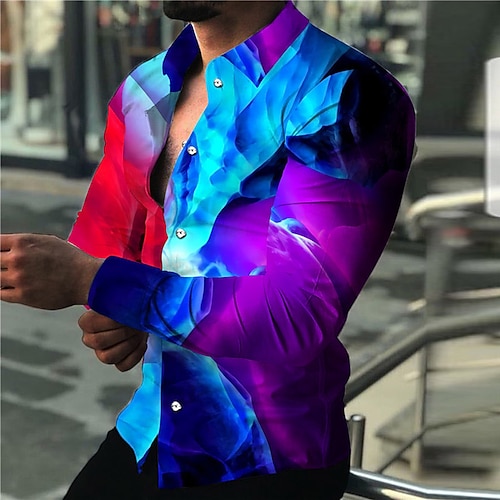 

Per uomo Camicia Camicia grafica Gradiente Collo ripiegabile Verde Blu Viola Vino Stampa 3D Esterno Strada Manica lunga Bottone giù Stampa Abbigliamento Di tendenza Originale Informale Traspirante