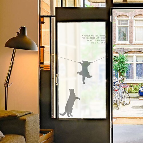 

Window Covering Film Static Privacy Window-climbing Kitten Decoration Self Adhesive for UV Blocking Heat Control Glass Window Stickers 60X116CM