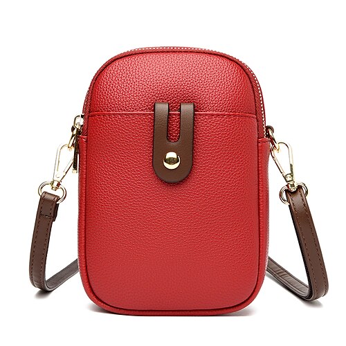 

Women's Sling Bags Mobile Phone Bag Crossbody Bag PU Leather Buttons Zipper Solid Color Daily Outdoor Black Blue Gray Red
