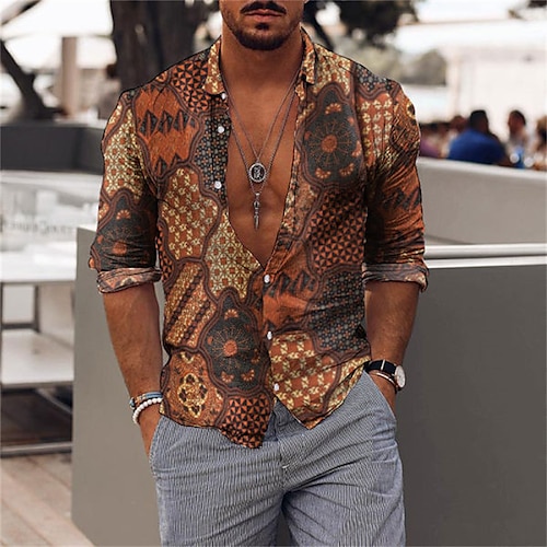 

Homme Chemise Chemise hawaïenne Chemise graphique Chemise Aloha Floral Col rabattu Vert Bleu Violet Café Print Plein Air Casual manche longue Bouton bas Vêtement Tenue Mode Design Hawaïen Confortable