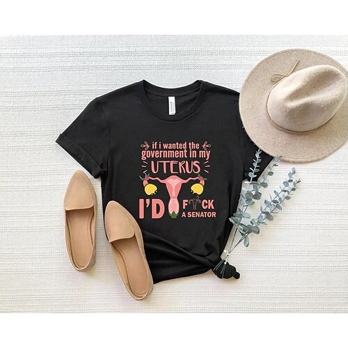 

Women's T shirt Tee Vote Ruthless Pro Roe 1973 Feminist Casual Daily T shirt Tee Short Sleeve Round Neck Basic Essential Black Pink S