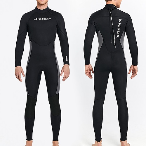 

Dive&Sail Men's Full Wetsuit 3mm SCR Neoprene Diving Suit Thermal Warm Windproof UPF50 High Elasticity Long Sleeve Full Body Back Zip - Swimming Diving Scuba Kayaking Patchwork Spring Summer Winter