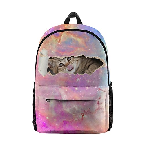 

Unisex Zaino per la scuola 3D zaino Scuola Giornaliero Cielo stellato Gatto Stampa 3D Tessuto Oxford Massima capacità Traspirante Leggero Cerniera A strati Giallo Rosa Blu