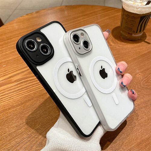 

Phone Case For Apple Back Cover Magnetic Adsorption iPhone 13 Pro Max iPhone 13 iPhone 13 Pro Portable Transparent Glitter Shine Transparent Solid Colored Plastic
