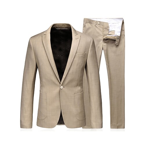 

Light Brown Solid Color TR Men's Suits 2 Piece